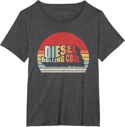 Vista 20 de Camiseta de camión diésel con motor diésel retro y divertido de carbón, Negro