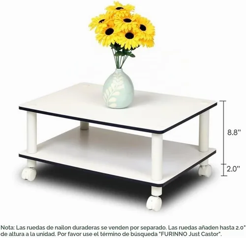 Vista 5 de Furinno JUST - Mesa auxiliar moderna de 2 niveles con estante abierto, mesa auxiliar de montaje sin herramientas, para sala de estar, dormitorio