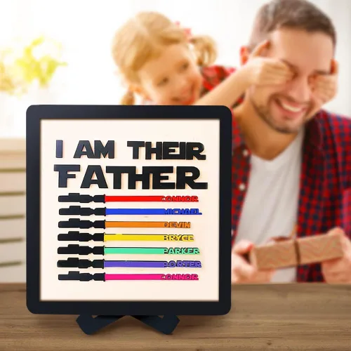 Vista 8 de Letrero personalizado con texto en inglés "I Am Their Father" para el Día del Padre, regalos para papá, marco de fotos personalizado, nombres