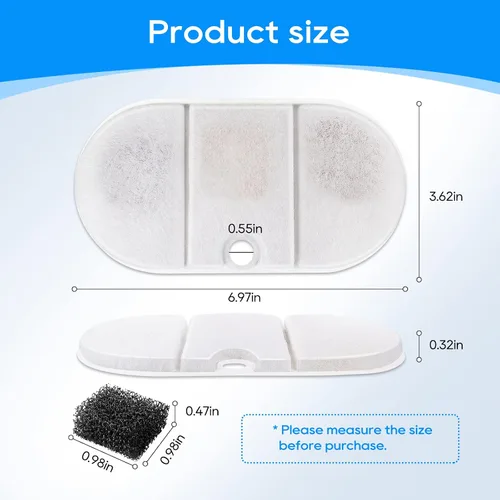Vista 4 de Filtro de fuente de agua para gatos, paquete de 8 filtros de repuesto y 8 filtros de esponja compatibles con PETLIBRO Capsule 71 oz/2.1 L, fuentes
