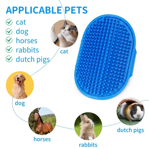 Vista 5 de Cepillo de aseo para perros, champú para mascotas, cepillo de baño con mango de bucle ajustable para aseo de pelo corto y largo, gatos y perros, 2