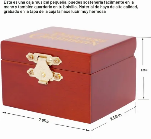 Vista 2 de Youtang - Caja de música de madera tallada con mecanismo de cuerda, regalo de Navidad, cumpleaños, Día de San Valentín