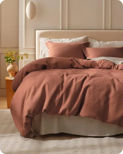 Vista 16 de Bedsure Funda de edredón de 100% algodón tamaño individual, tejido gofre, color blanco coco, GentleSoft y transpirable, juego de cama para regalo, 2