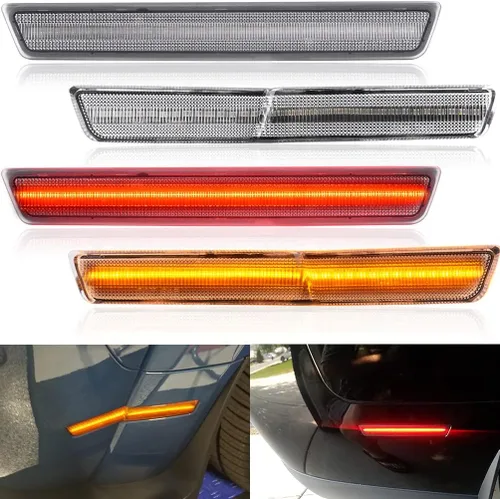 Vista 11 de Kits de luces laterales LED con lentes transparentes Challenger ámbar/rojas delanteras y traseras para Dodge Challenger 2008 2009 2010 2011 2012