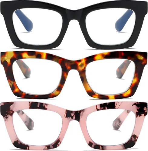 Vista 7 de Lentes de lectura elegantes para mujer con bloqueo de luz azul y bisagra de resorte