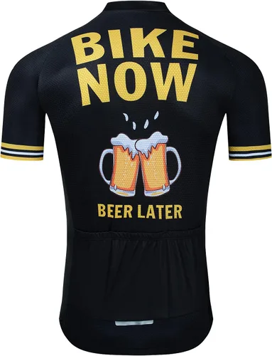 Vista 2 de BIKE BEER Bike Now Maillot de ciclismo Jersey de cerveza para hombre, camiseta de ciclismo S negro, Negro