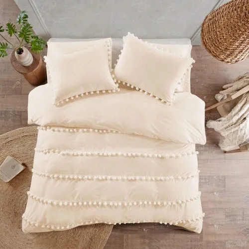 Vista 11 de Edredón hippie puro con borlas para dormitorio, manta bohemia con flecos indios, funda de edredón de algodón para mujer con fundas de almohada