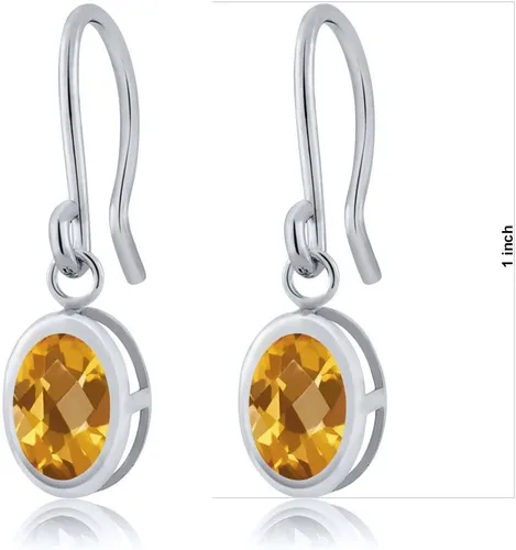 Vista 126 de Gem Stone King Aretes colgantes de plata de ley 925 de 0.276 x 0.197 in con piedra natal ovalada de alambre francés para mujer