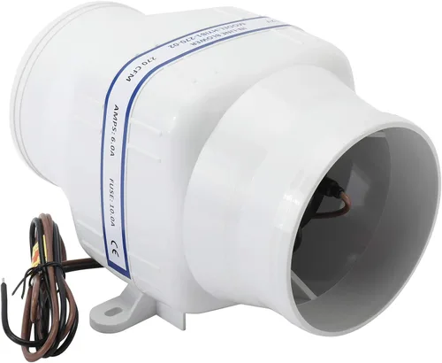 Vista 3 de YaeMarine Marine Boat en línea soplador de aire de sentina 12 V eléctrico 4 "barco motor soplador 270CFM con seis cuchillas para yate velero barcos