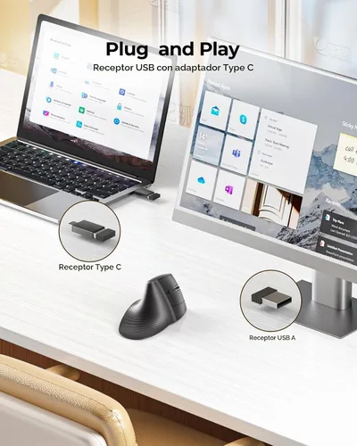 Vista 6 de seenda MOE302 Ratón ergonómico vertical inalámbrico para comodidad de Azul