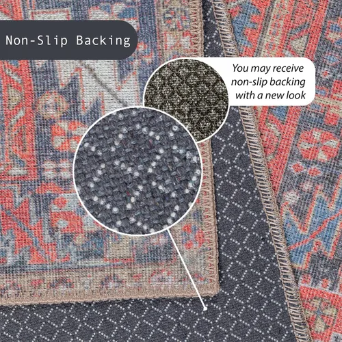 Vista 229 de GLN Rugs Traditional Collection - Alfombra de felpilla lavable a máquina, tradicional lavable, antideslizante, alfombra de felpilla de pelo corto