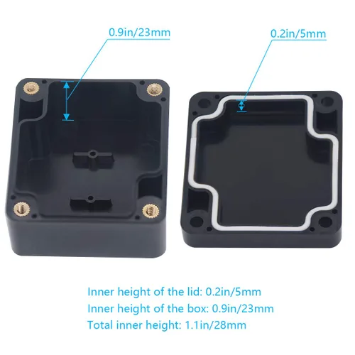 Vista 6 de Zulkit. - Caja de plástico impermeable ABS IP65. - Caja de derivación eléctrica - color negro.