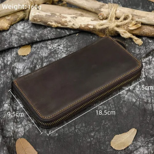 Vista 2 de LUUFAN Billetera larga de cuero genuino para hombre, cartera plegable grabada