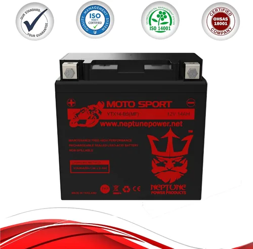 Vista 9 de Marca YTX14-BS (MF) Batería Recargable Reemplazo para YUASA YTX14-BS Batería Libre de Mantenimiento