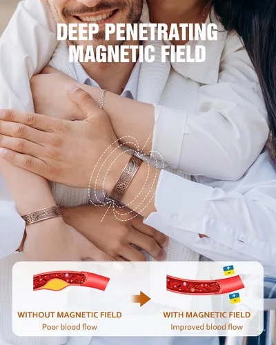Vista 5 de Pulsera de cobre para hombres, pulsera magnética de cobre de 18X de fuerza para hombres con imanes de 3,800 Gauss, cobre sólido puro al 99.99%