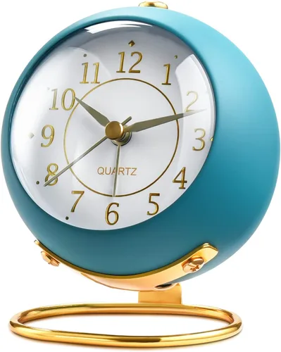Vista 16 de Tetino Relojes despertadores analógicos, retroiluminación retro, bonito diseño simple, pequeño reloj de escritorio con luz nocturna, silencioso sin