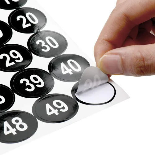 Vista 4 de Outus 10 hojas de 1 a 50 calcomanías de números pequeños para el aula, calcomanías de vinilo con números consecutivos, autoadhesivas, impermeables