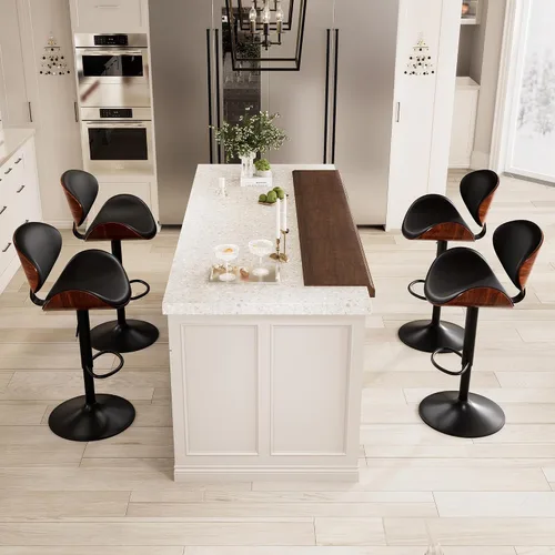 Vista 30 de Kidol & Shellder Taburetes de bar individuales grandes con respaldo de 21 pulgadas, sillas de bar modernas giratorias de altura ajustable, taburetes