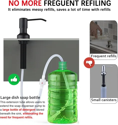Vista 2 de Kit de tubo de extensión dispensador de jabón para fregadero con válvula de retención mejorada, tubo dispensador de jabón debajo del mostrador de 47