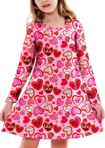 Vista 41 de Deerose Vestido de manga larga para niñas del día de San Patricio Mardi Gras, de 3 a 14 años Navidad café