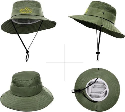 Vista 6 de Surblue Boonie - Sombrero de sol para exteriores, transpirable, ala ancha, protección UV, sombrero de pesca