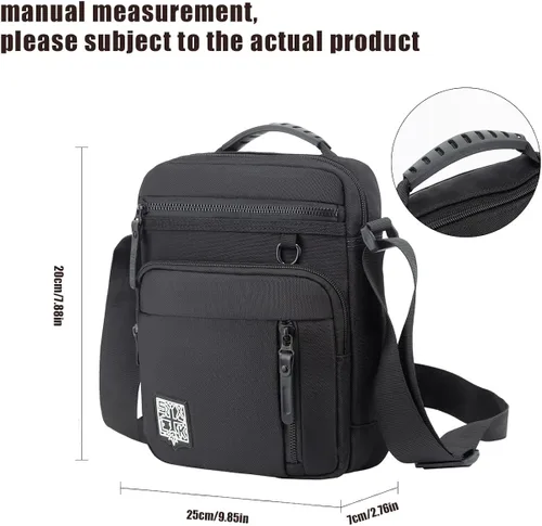 Vista 3 de Eshow Pequeña bolsa de mensajero para hombres, bolso cruzado para viajes, trabajo, negocios