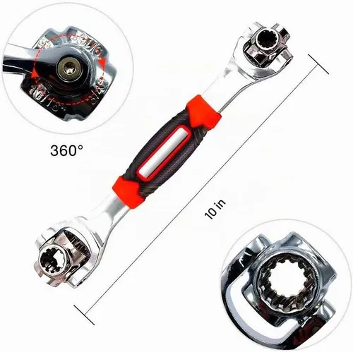 Vista 2 de Llave universal multifunción 48 en 1, llave de vaso multifunción con cabezal giratorio de 360 grados, herramienta para reparación de automóviles