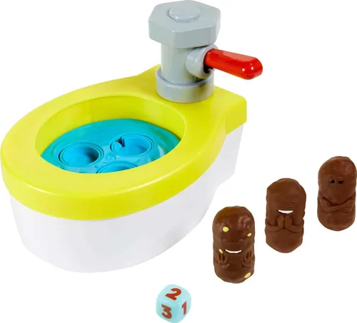 Vista 6 de Mattel Games Flushin’ Frenzy Overflow - Juego de mesa para niños con inodoro de juguete, 3 lanzadores, 1 dado e instrucciones, regalo para niños a
