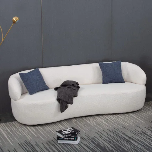 Vista 5 de Sofá curvo Boucle Sofá redondo de lujo de 3 plazas con sofá giratorio individual, sofás modulares modernos para sala de estar, oficina, juego
