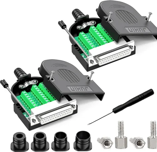 Vista 9 de Paquete de 2 adaptadores serie de conectores DB25 sin necesidad de soldadura D-SUB Adaptador RS232 hembra de 25 pines a conector terminal Módulo