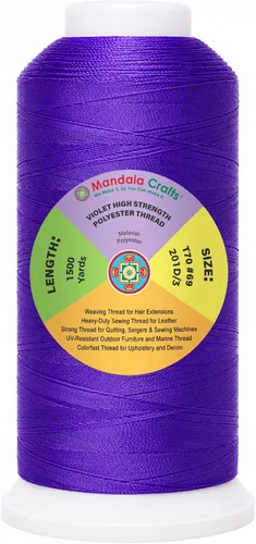Vista 115 de Mandala Crafts Airforce Blue Tex 70 - Hilo de poliéster para tapicería 1500 Yds T70 UV Resistant Strong Thread for Leather Sewing, Marine