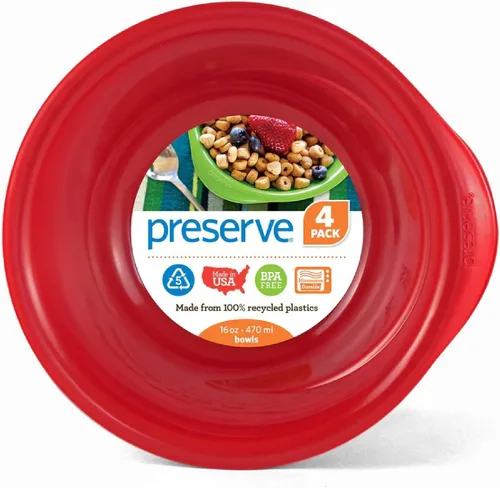 Vista 10 de Preserve Juego de 6 cuencos sin BPA para uso diario, hechos de plástico reciclado en los Estados Unidos, color azul medianoche