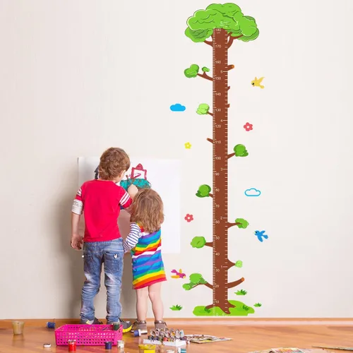 Vista 6 de Calcomanía de vinilo autoadhesiva para pared de vivero de automóvil de dibujos animados, etiqueta engomada de la tabla de crecimiento del bebé