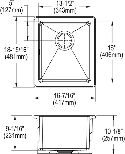 Vista 9 de Elkay SWU1517WH - Fregadero de barra de montaje inferior de arcilla refractaria de 16-7/16" x 18-15/16" x 9-1/16", color blanco