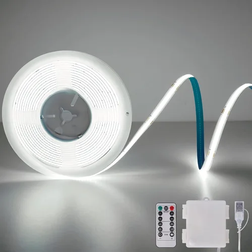 Vista 16 de OMIKA Tira de luces LED COB RGB de 6.6 pies, funciona con pilas, control remoto, regulable, cambio de color, tira de luces LED de batería, cortables