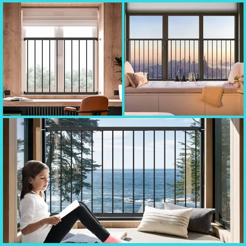 Vista 5 de WAOWAO Protectores de seguridad de ventana negros para niños, niños y niños pequeños, a prueba de mascotas, extra ancha, color blanco, protección