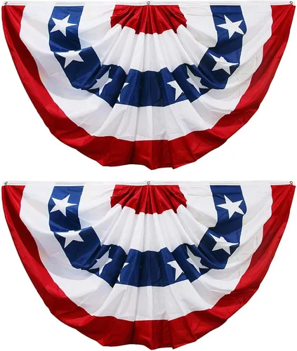 Vista 15 de HOOSUN Decoraciones del 4 de julio, banderines de bandera estadounidense para exteriores, decoraciones patrióticas del 4 de julio de 1.5 x 3 pies