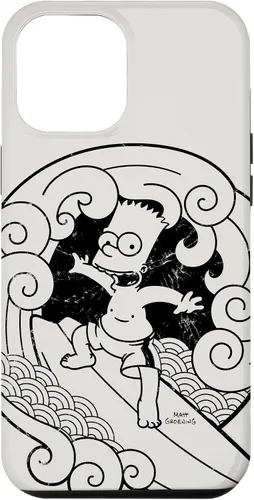 Vista 6 de Funda de madera japonesa para iPhone 15 Los Simpsons Bart Surfing