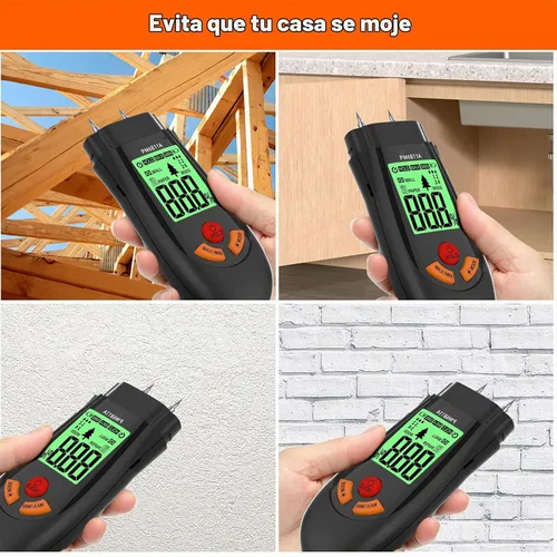 Vista 4 de Higrómetro para madera, con batería y pantalla LCD, adecuado para la determinación rápida del contenido de humedad de muchos tipos de troncos