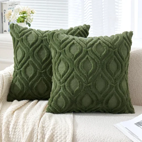 Vista 31 de MIULEE - Juego de 2 fundas de almohada de lana sintética suave y afelpada, fundas decorativas de estilo bohemio para sofá, sala de estar, cama, 16 x