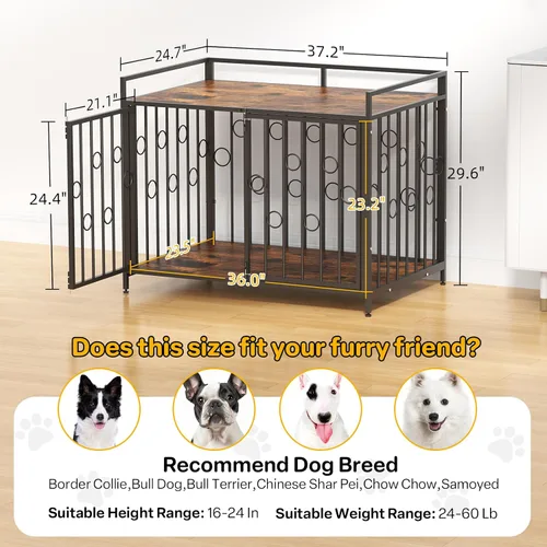 Vista 7 de Furniture Style - Jaula para perros pequeños, de 38 pulgadas, resistente a prueba de escapes, con 4 pestillos de seguridad, casa decorativa