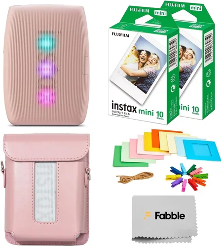 Vista 8 de Fujifilm Instax Mini Link 3 Impresora para smartphone - Paquete de color blanco arcilla con estuche protector, película instantánea pack doble