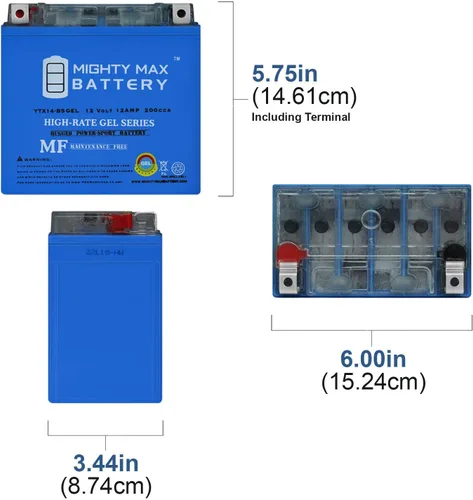 Vista 2 de Mighty Max Battery Reemplazo de batería de gel YTX14-BS 12V 12AH para parte ilimitada RTX14-BS
