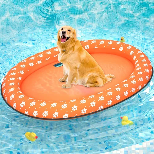 Vista 8 de Pet Soft Balsa flotante para perros – Flotador inflable de natación para perros para el verano (hueso azul)