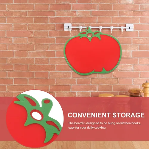 Vista 8 de Kichvoe Tabla de cortar con forma de tomate – Tabla de cortar alimentos de cocina de plástico para verduras, frutas, queso, carne Tapete de corte