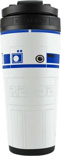 Vista 2 de WinCraft Coctelera de hielo de acero inoxidable 4D de 26oz Star Wars R2D2 Blanco