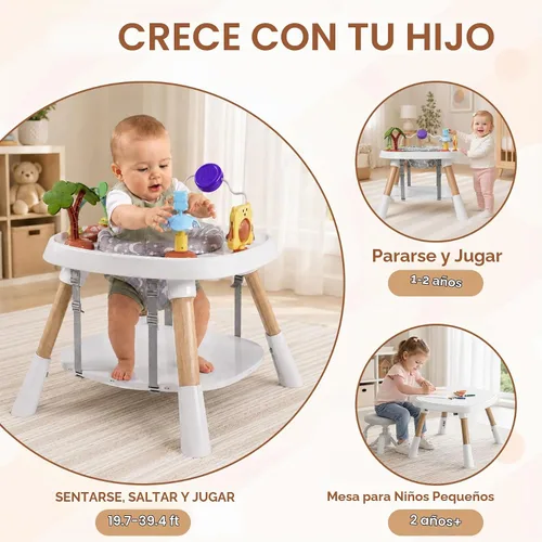 Vista 4 de Baby Activity Center, 6-in-1 Stationary Standing Table for Baby 6-36 Month Light Wood Tone