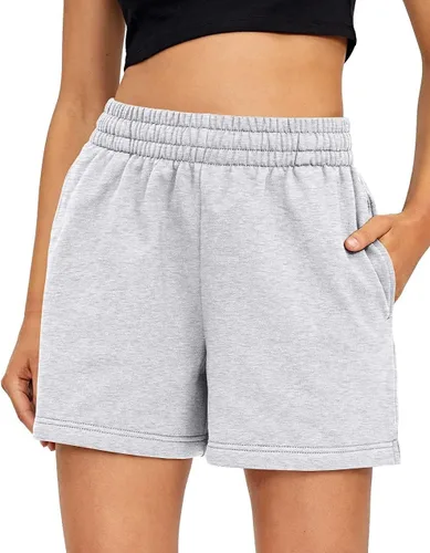 Vista 61 de AUTOMET Pantalones cortos deportivos para mujer, estilo casual, con cordón, cómodos, elásticos, de cintura alta, con bolsillos