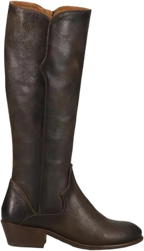 Vista 30 de Frye Carson - Botas altas para mujer hechas de cuero anticuado con ribetes de estilo occidental, cierre de cremallera interior y tacón bajo, altura