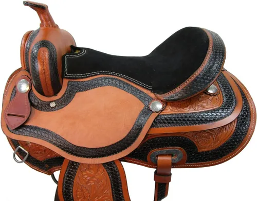 Vista 3 de Cómodo Trail Western Horse Sillín 15 16 17 18 Placer Tooled Cuero Tack Set SQHB